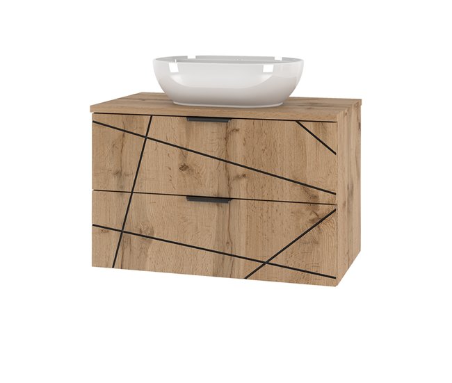 Conjunto de muebles con lavabo individual y columna Teren 80 Madera