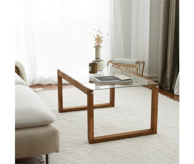 Mesa de centro de madeira 85x55 Marron