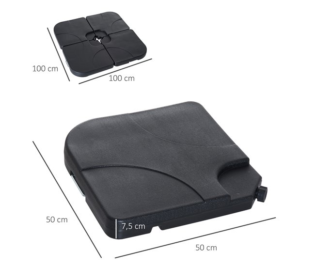 Base de Sombrilla HDPE Outsunny 50x50 Negro