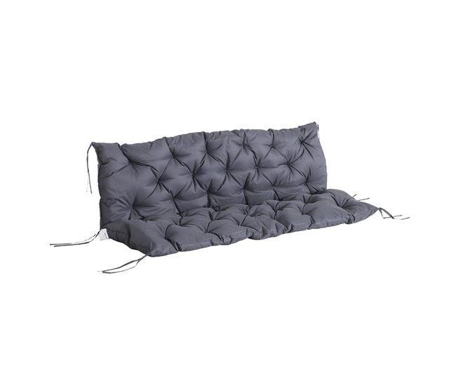 Cojín para Banco con Respaldo Poliéster, Algodón Outsunny 150x98 Gris