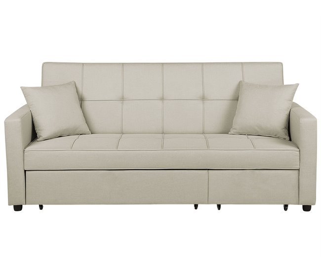 Beliani Sofá cama Poliéster GLOMMA Beige