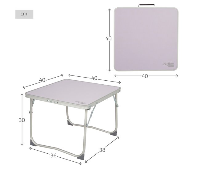 Aktive Mesa plegable pequeña camping antivuelco y ultraligera Malva