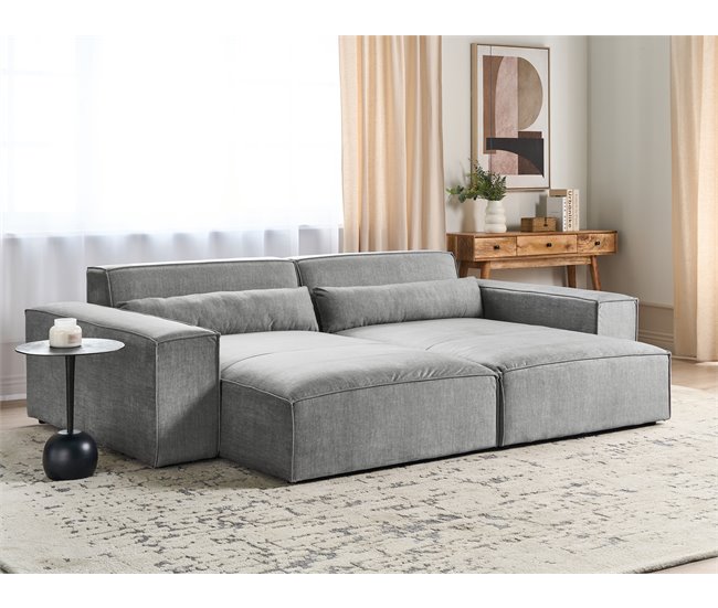 Beliani Chaise longue derecho Poliéster HELLNAR Gris
