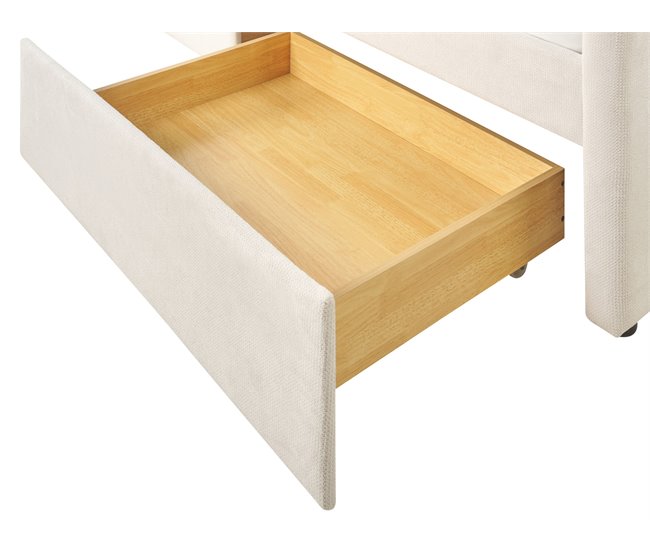 Beliani Cama con almacenaje Poliéster VITTEL 214x98 Beige