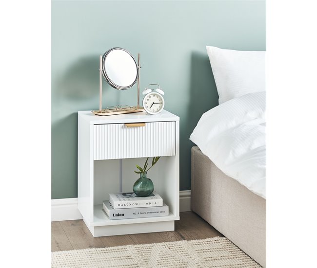 Beliani Mesita de noche SUMMERVILLE Blanco