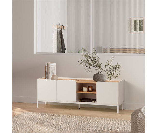 Mueble Tv Curva 3 puertas 160 Blanco