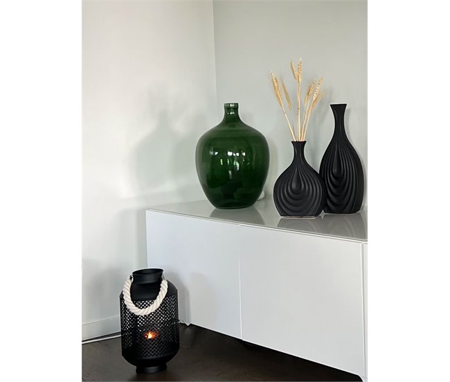 Beliani Jarrón decorativo THAPSUS Negro