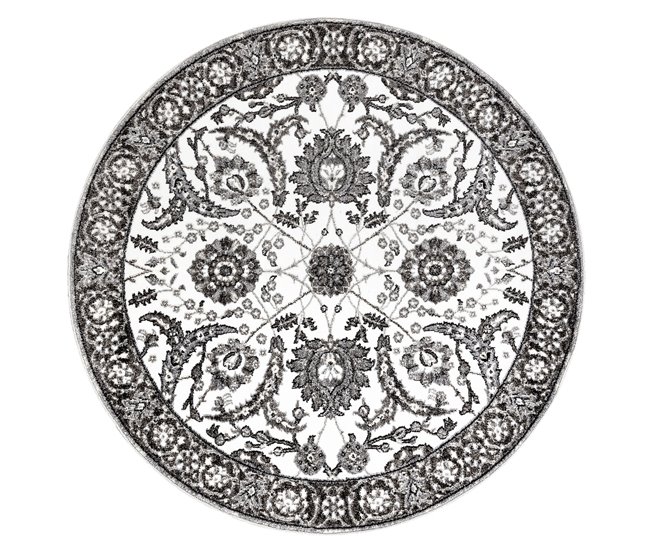 Alfombra MATEO 8037/644 círculo Moderna marco flores 100x100 Gris