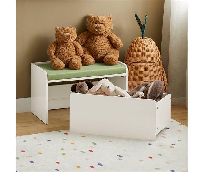Organizador de Juguetes Banco para niño SoBuy KMB80-W Blanco
