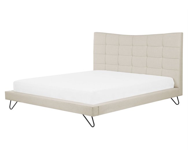 Beliani Cama con somier Poliéster LANNION 183x223 Beige