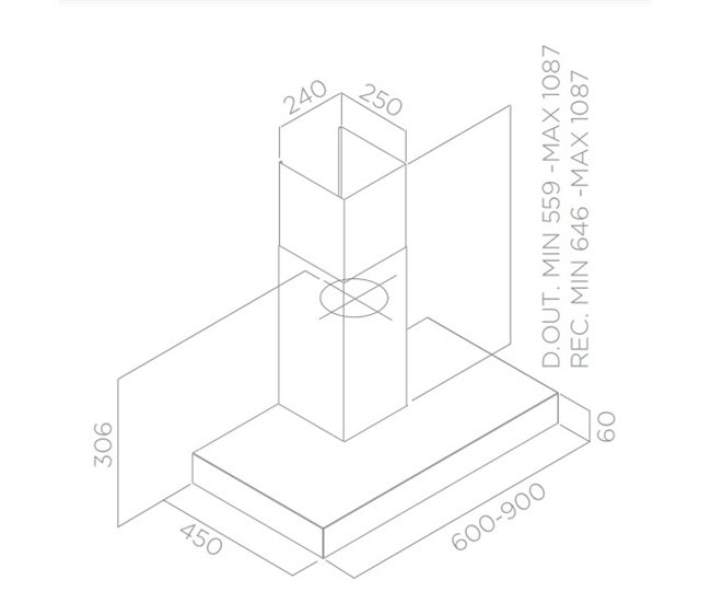 Campana decorativa T invertida TURBOAIR ZOE IX/A Inox