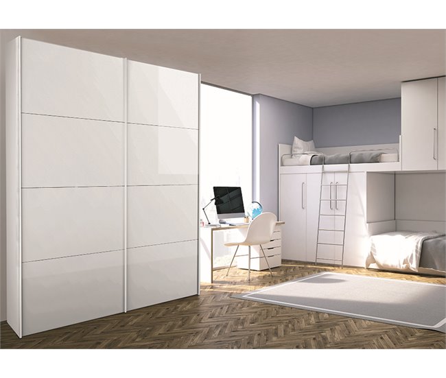 Armario FIRENZE puertas correderas blanco brillo Blanco Brillo