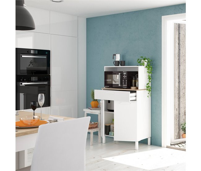 Armario multiusos 2 puertas efecto madera 72 Blanco/ Madera