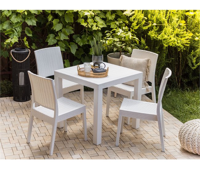 Beliani Mesa de jardín FOSSANO 80x80 Blanco