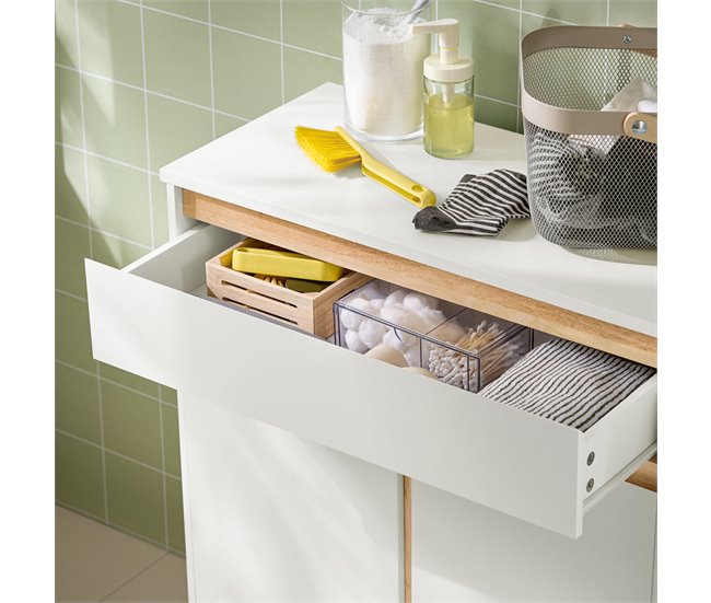 Armario De Baño Con Cesto Para Ropa Sucia BZR79-W SoBuy Blanco