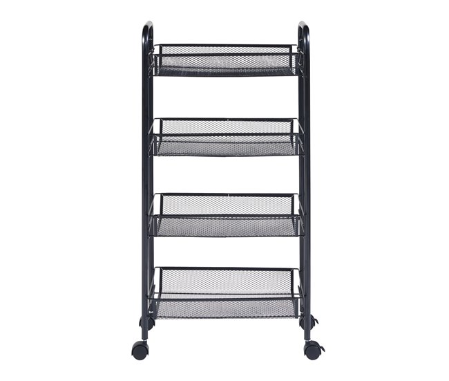 [en.casa] Carrito de cocina Tromsø con 4 cestas acero Negro