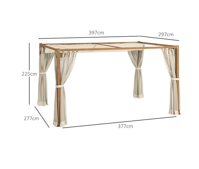 Pérgola de Jardín Aluminio, Poliéster Outsunny Marron