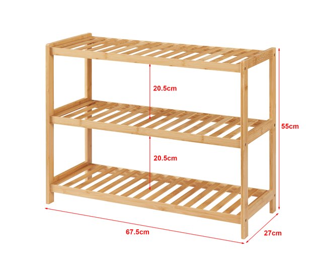 Zapatero Dammfleth de 3 niveles para 9 pares bambú Natural