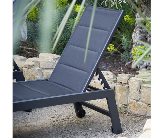Tumbona BARBADOS de textileno y aluminio Gris