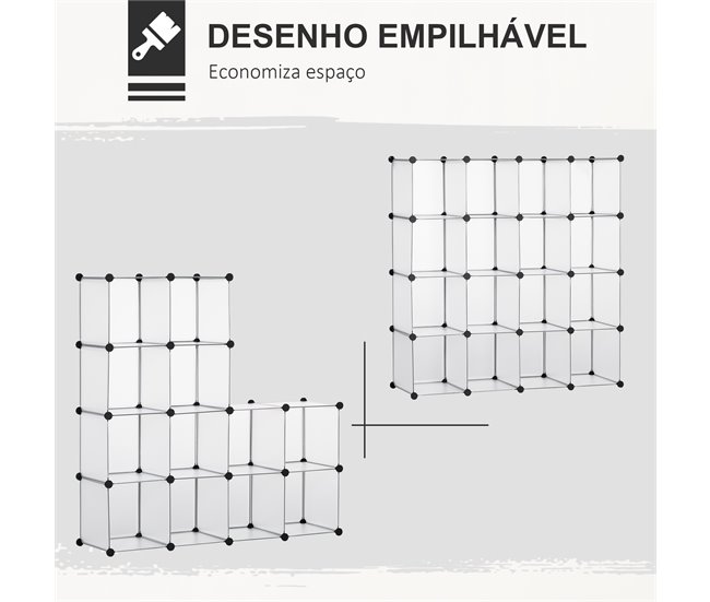 Armario Modular PP, Acero HOMCOM Transparente