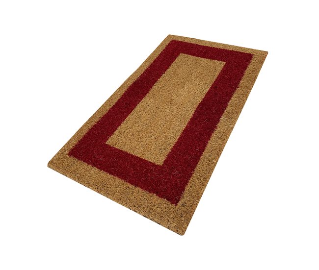 Acomoda Textil - Felpudo de Coco Natural Ecológico con Cenefa. 33x60 Rojo
