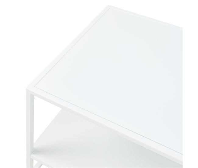 Mesa de centro Ruokolahti con estante acero [en.casa] 43x102 Blanco