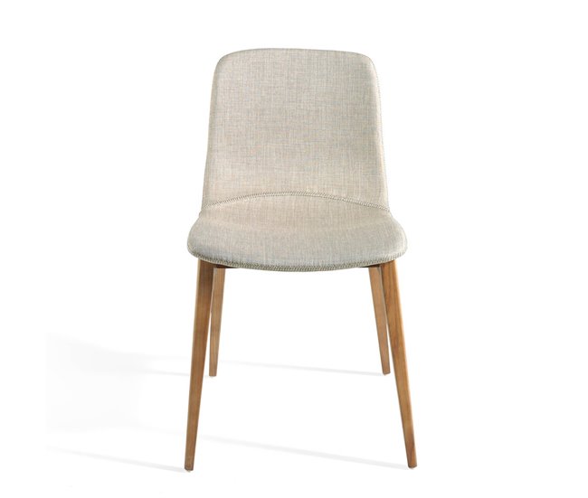 ANGEL CERDA Silla tela beige Nogal