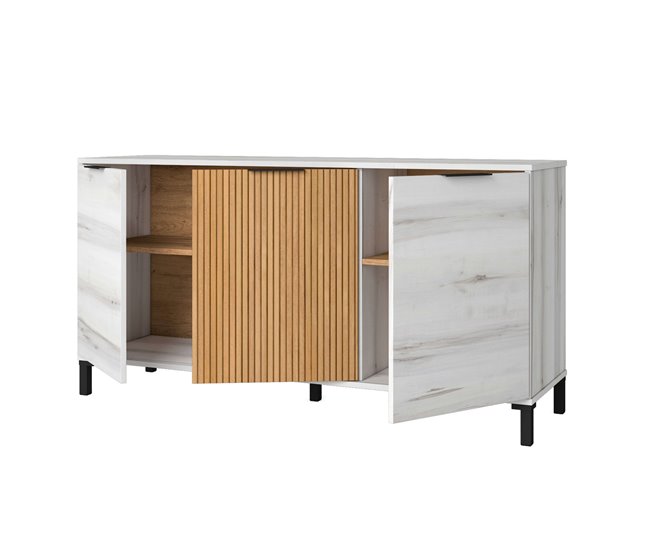 Aparador de Salón Comedor Tokio Estilo Nórdico Blanco/ Madera