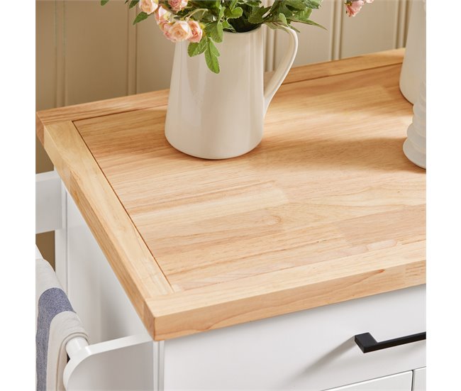 Carrito de Cocina con 2 Puertas y 1 Cajón FKW119-WN SoBuy Blanco