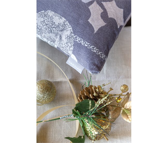 FUNDA DE COJIN DE TERCIOPELO DE NAVIDAD RUSTIC Gris