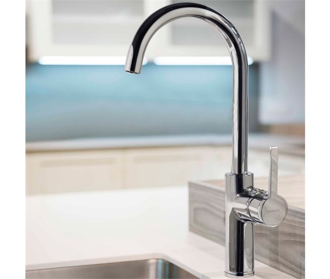 Grifo de Fregadero de Cocina Monomando Caño Cisne Cromo