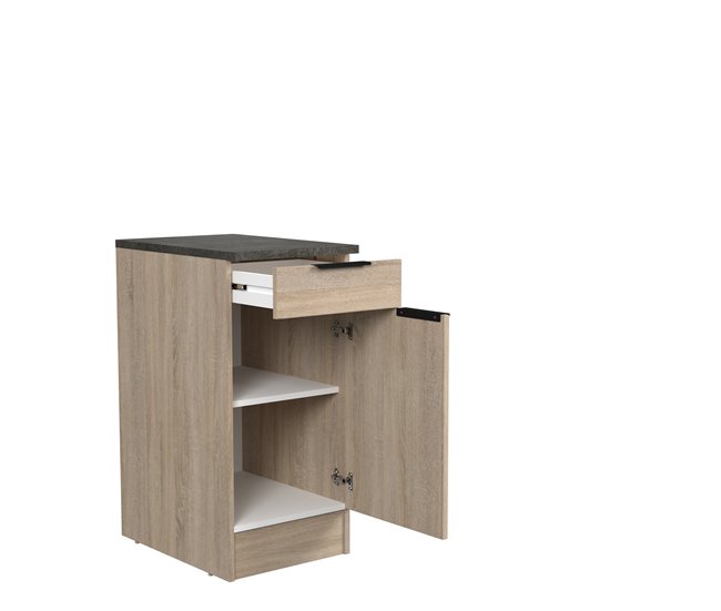Módulo bajo FUMAY de 40cm con cajón y 1 puerta Roble
