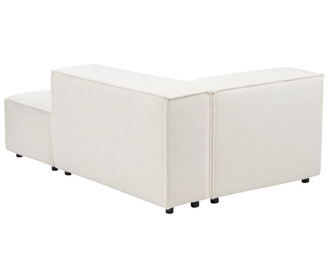 Beliani Sofá esquinero con reposapiés Bouclé ARDAL Crema