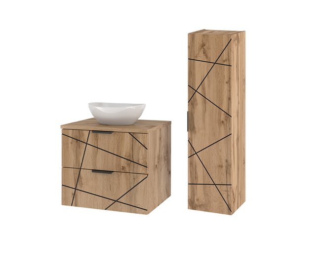 Conjunto de muebles con lavabo individual y columna Teren 60 Madera