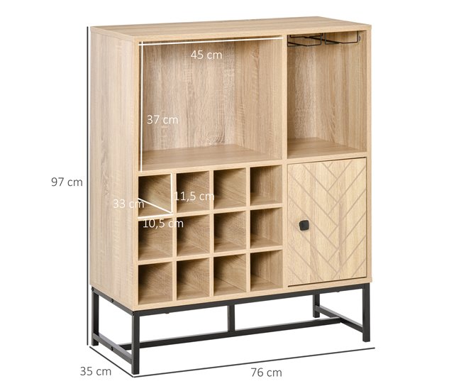 Aparador de Cocina Melamina de Madera y Metal HOMCOM 76 Marron