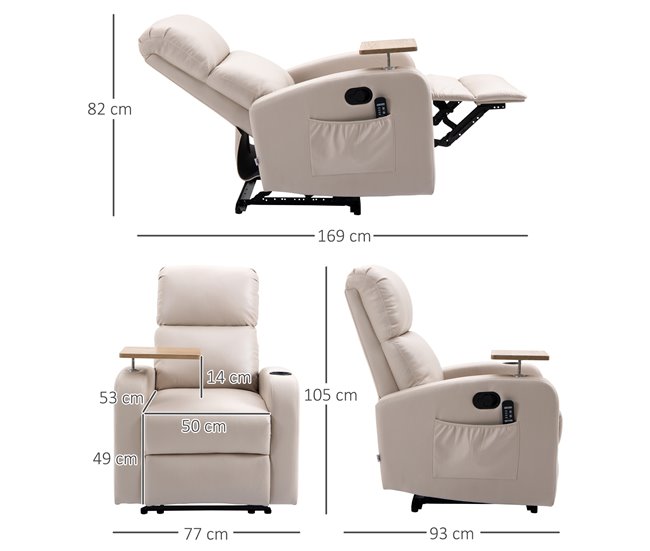 Sillón de Masaje Poliéster, Espuma HOMCOM Gris