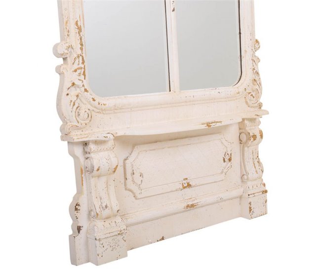 Espejo de madera Natural/ Blanco