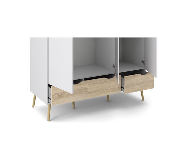 Armario DELTA puertas batientes y 3 cajones 147x200cm blanco Blanco