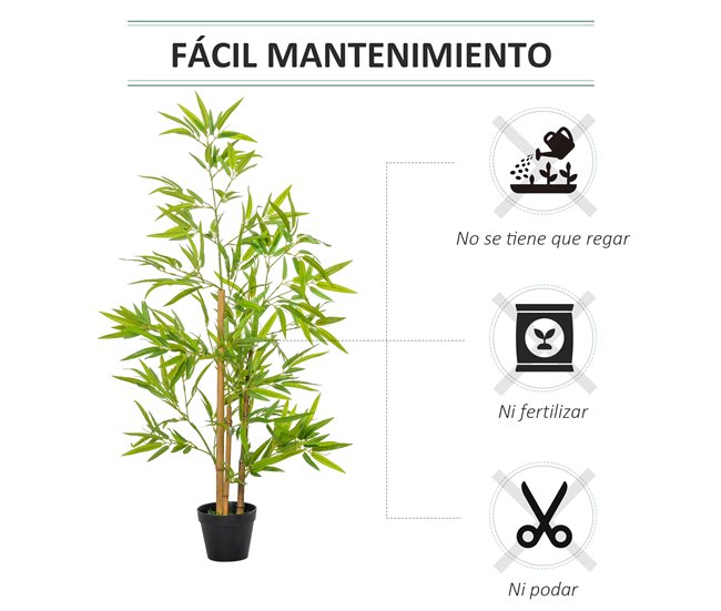Bambú Artificial PE, PP, Cemento Outsunny Verde