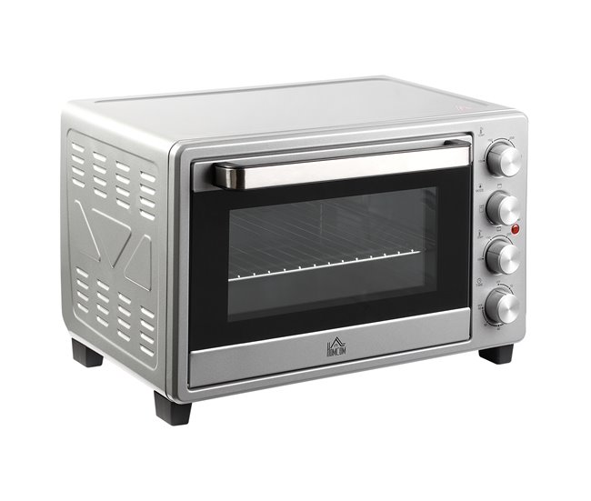 Mini Horno Eléctrico Metal, Acero Inoxidable HOMCOM Plateado