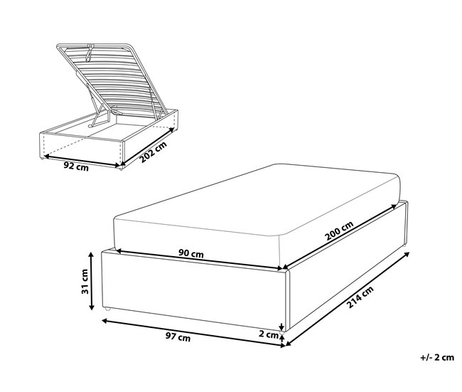 Beliani Cama con somier Bouclé DINAN 97x214 Rosa Talco