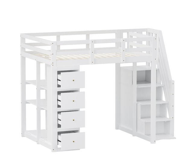 Cama alta para niños 146x253 Blanco