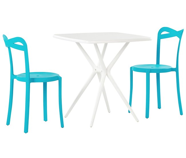 Beliani Conjunto bistro SERSALE/CAMOGLI Turquesa