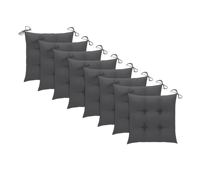 8 Sillas de jardín plegables de madera con cojines Antracita