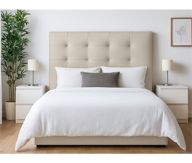 Cabecero Modelo Rivoli Acolchado, Tapizado en Polipiel de Alta Gama 160 Beige