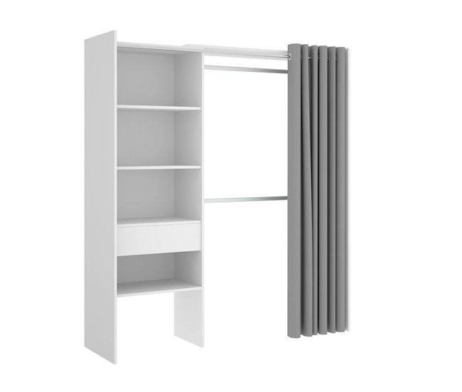 Guarda-roupa grande com efeito de madeira 160 Blanco