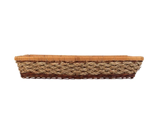 Bandeja rectangular de cuerda trenzada Marron