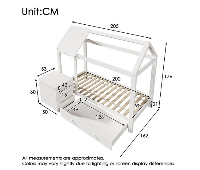 Camas infantiles 162x205 Blanco