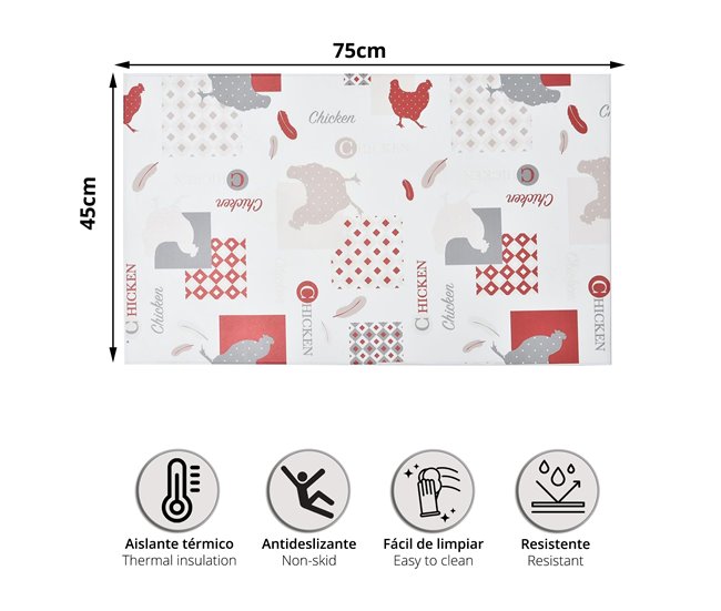 Alfombra Vinílica Estampada 75x45 Rojo