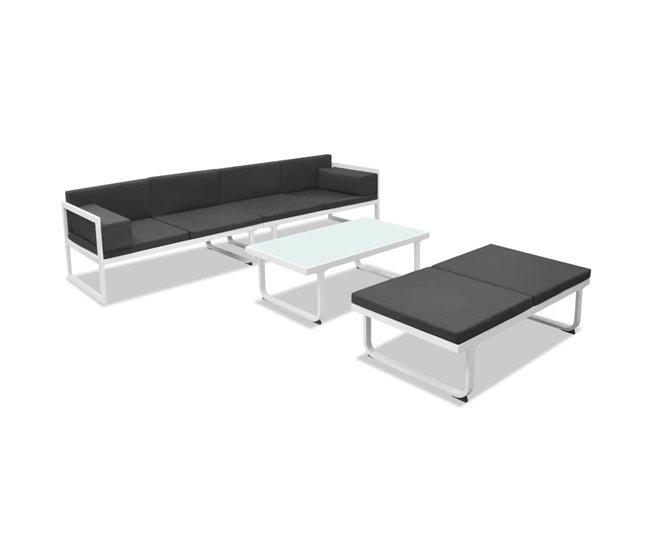 Set de muebles de jardín    cojines aluminio Blanco/ Negro